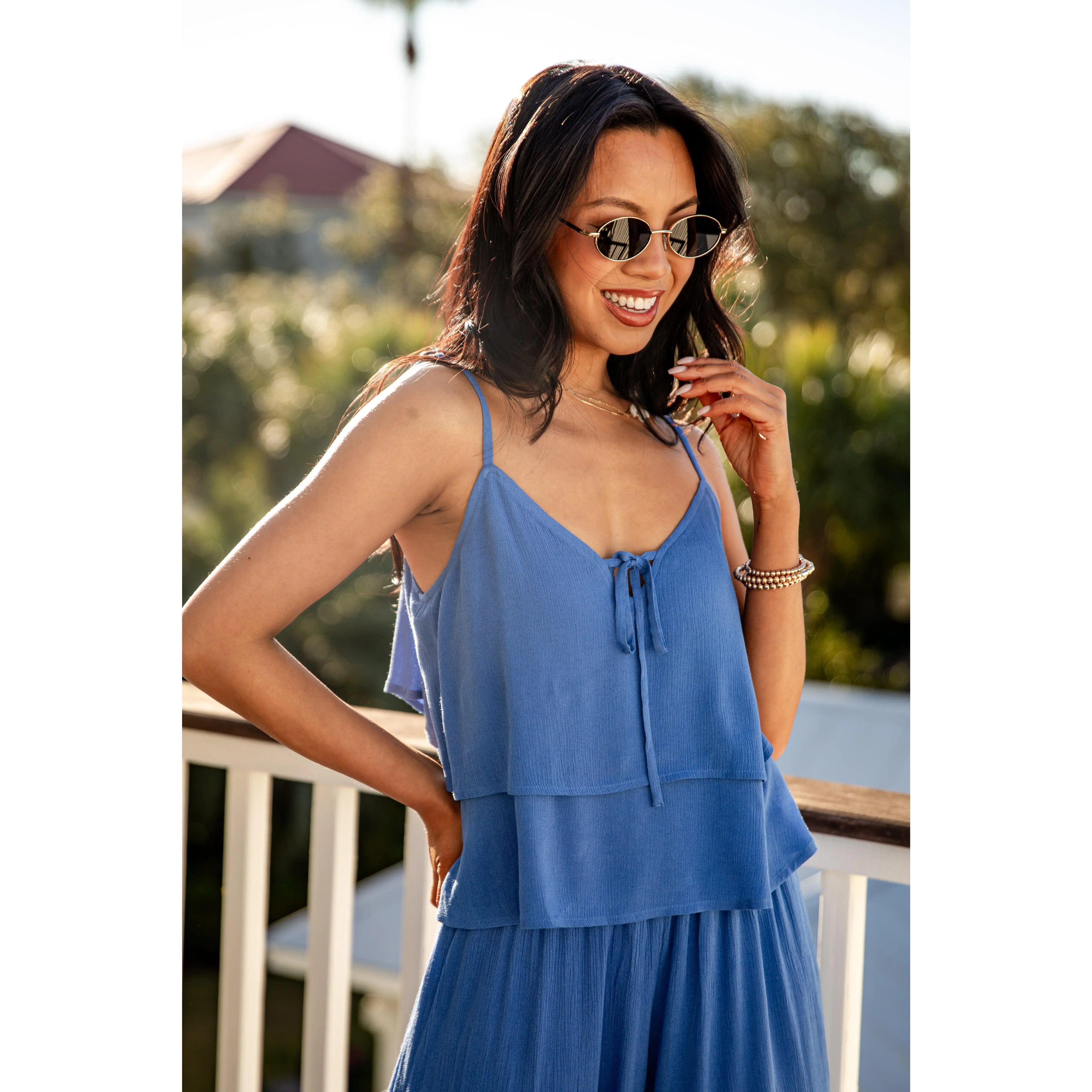 FINAL SALE - Lovely Season Blue Tiered Tank Top