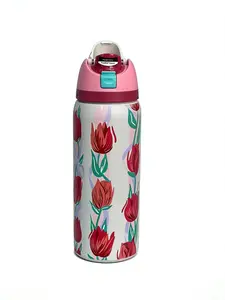 Owala32oz Stainless Steel Insulated Water Bottle with Straw, Leakproof BPA-Free Reusable Flask, Cute Floral Design for Outdoor, Sports & Daily Use Drinkware Bottled Tumbler Mug Portable Pure Copper Bag new 24 oz Glass Juice Lids and handle steel tumbler