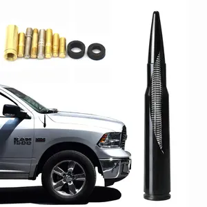 Car Truck Antenna with Tire Valve Caps Replacement for GMC Sierra, Chevy Silverado, Dodge Ram 1500/2500/3500, Ford F150/F250/F350/Super Duty/Raptor | Chrome Accessories