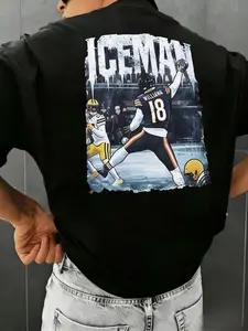 Iceman Football Player 100% Cotton Graphic T-Shirt, 100% cotton men's T-shirt, suitable for everyday wear, gift.Graphic tee,t shirt for men,funny graphic tee,men's t shirts