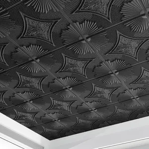 Drop Ceiling Tiles 24x24 in Black (12-Pack, 48 Sq.ft), 3D Wainscoting Panels Glue Up 2x2