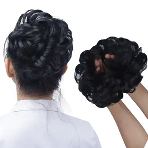 Messy Bun Hair Pieces Large Wavy Curly Elastic Hair Bun Scrunchies Ponytail Extensions Synthetic Chignon Hairpieces for Women Daily Party Use