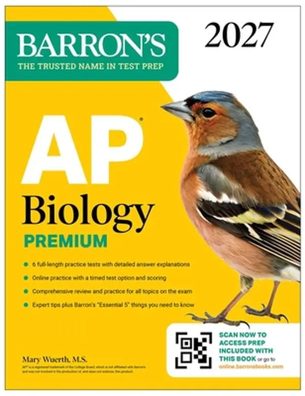 AP Biology Premium, 2027: Prep Book with 6 Practice Tests + Comprehensive Review + Online Practice (Barron's AP Prep) -- Mary Wuerth, Paperback
