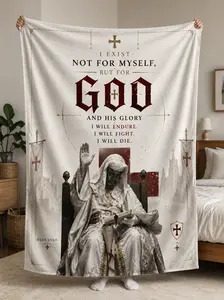 King Baldwin IV The Leper King 'Kingdom of Heaven' Inspired Fleece Throw Blanket - 'I Exist Not For Myself But For God' Epic Crusader Quote - Cozy Historical Knights Templar Bedding & Room Decor