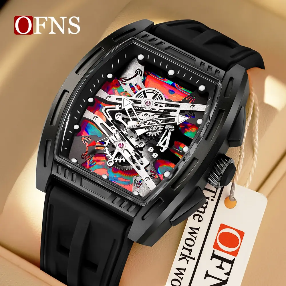 Luxury Men Quartz Watch Silicone Strap Hollow Watches Mens Waterproof Sports Wristwatches Relogio Masculino
