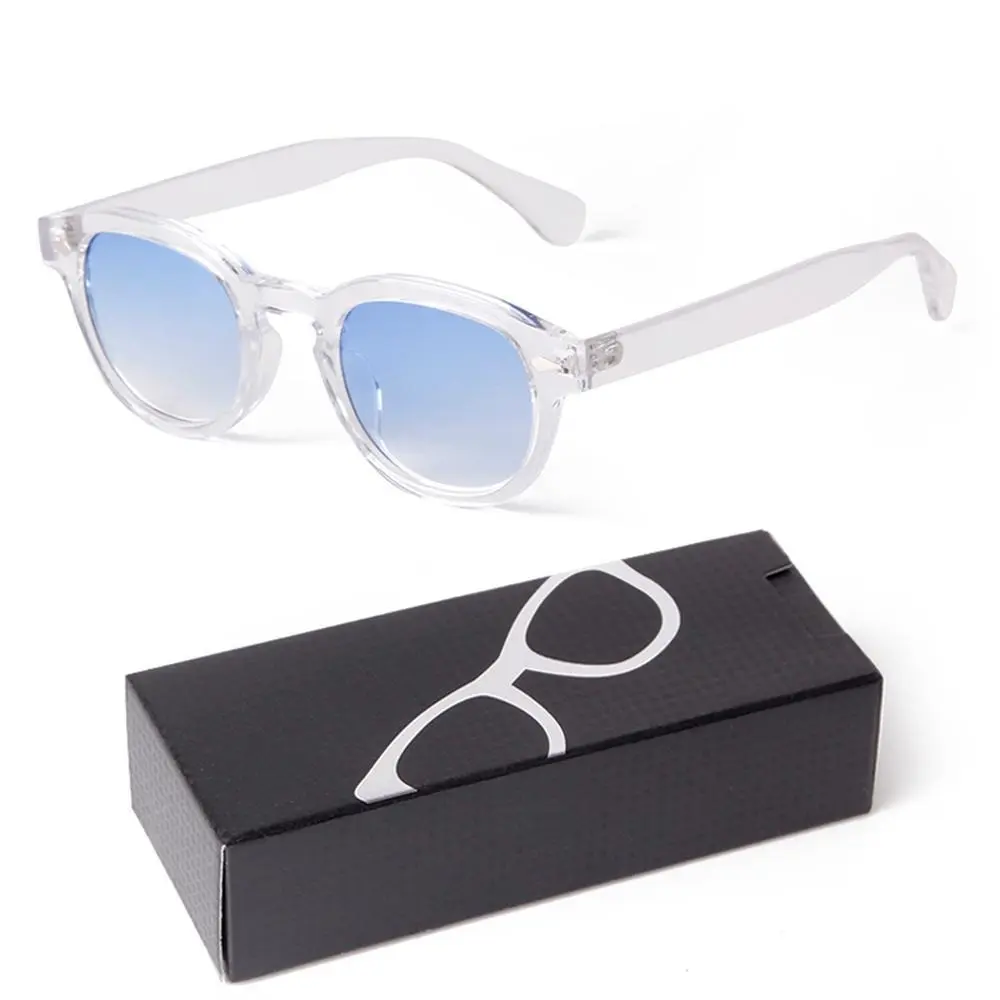 Fashion Gradient Blue Small Round Sunglasses for Women Men Vintage Tortoise Square Sun Glasses