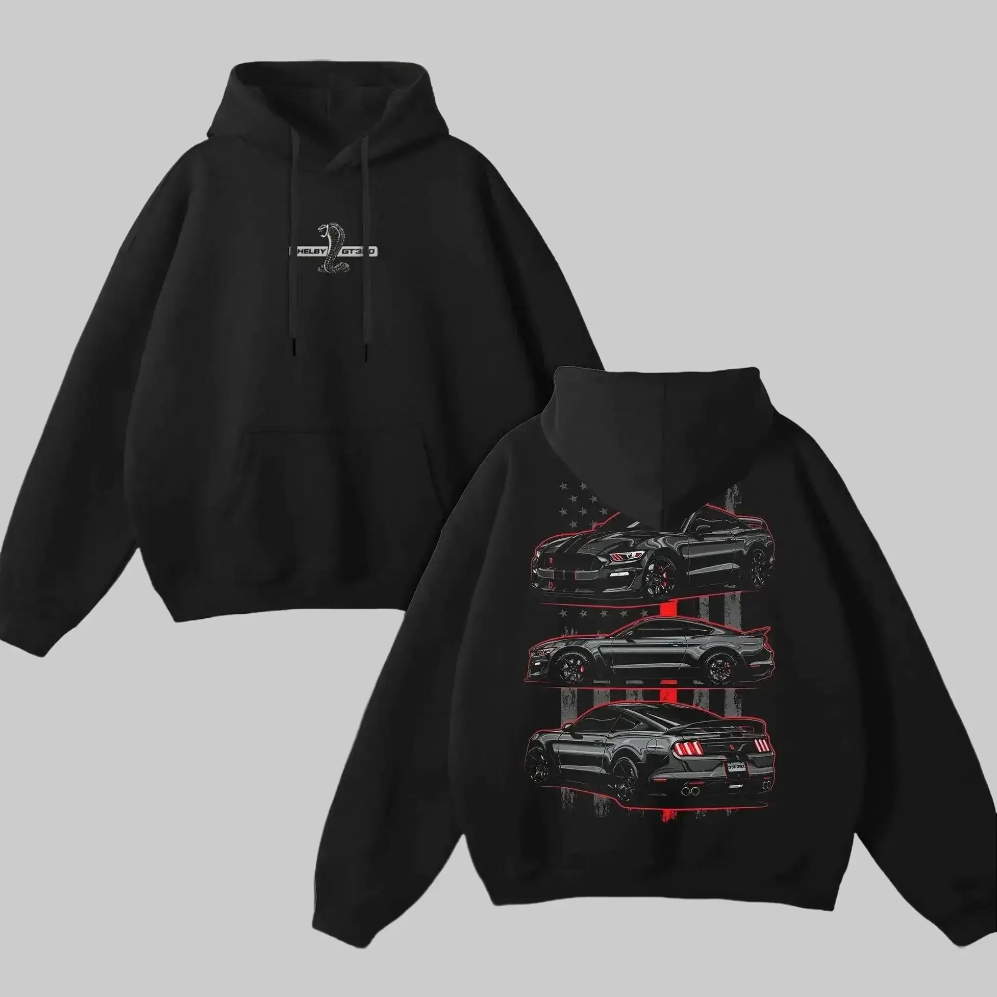 Vintage American Muscle Car Graphic Hoodie Unisex Retro Streetwear Pullover Winter Warm Classic Racing Sweatshirt Trending Menswear