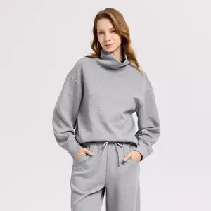 Women's Scuba Draped Pullover Sweatshirt - A New Day Gray XS