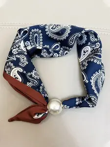 1PCS Elegant Pearl Tail Magnetic Clasp Scarf Summer New Versatile Breathable Fashion Artistic Accessory Neck Wrap Scarves