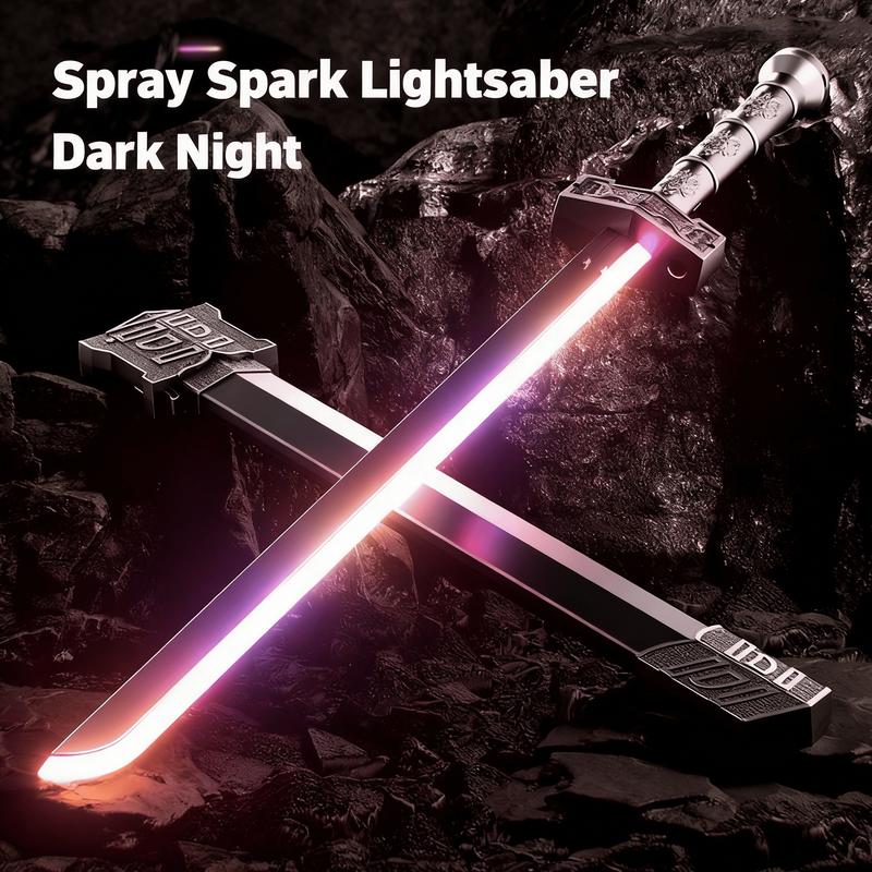 Cyberpunk SparkBlade Lightsaber Toy 34" with Sound & Fog Seven-Color Streaming Lights Type-C Rechargeable for Rave Cosplay Display Immersive Neon Design