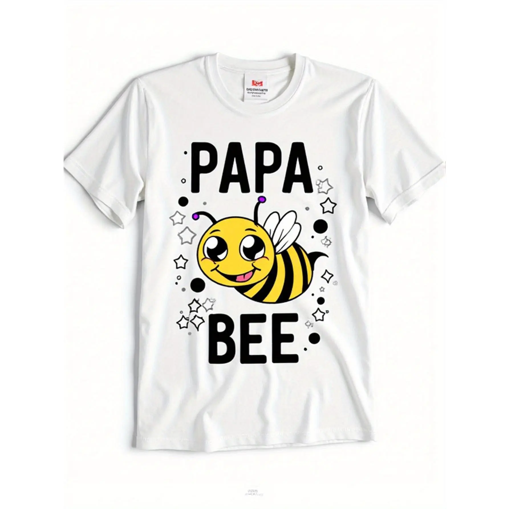 Men's Vintage Graphic Tee - Papa Daddy Family Bee Shirt, First Bee Day Birthday Outfit, Fitted Casual Short-Sleeve Round Crewneck Tropical Menswear Top Tshirt Tops