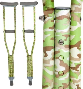 My Crutches - Crutches for Teens/Adults with Adjustable Handgrip and Length! Measures 5'10" and Up - Made of Lightweight, Durable Aluminum with Underarm Padding - Green Camo