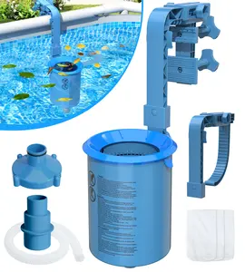 DeeprClean Upgrade Above Ground Pool Skimmer Comes with 3 Socks, Anti-tilt Wall Mount Surface Skimmer | Removable Skimmer Basket, Adjustable Height Bracket | Auto Skimming Pool Surface Leaves - Blue