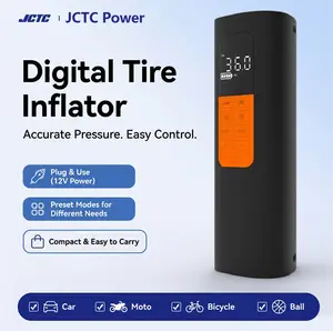 150PSI High Pressure Portable Digital Tire Inflator, Wireless No Need Car Charging Design With LED Emergency Flashlight