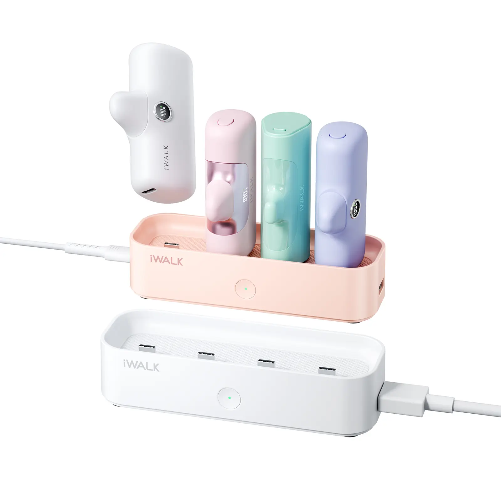 iWALK LinkPod Series USB Charging Dock - 4 USB Type-C Ports, 10W Output Universal Electronic Charger with Protection, Includes Cable (White), for 4500mAh/4800mAh/5000mAh Power Banks, Mobile Devices, Home & Outdoor Use summerwins,summerwins