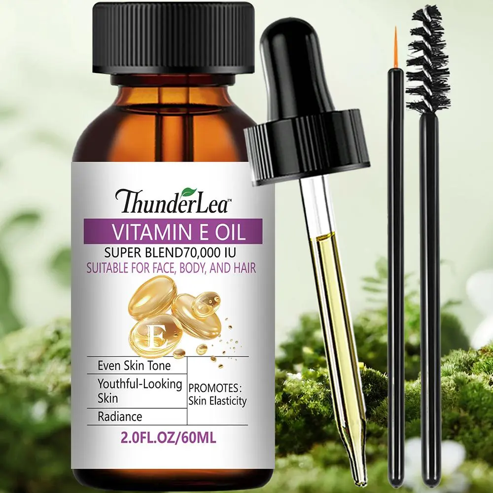 Vitamin E Oil 70000 Iu, 2.0 Fl Oz, Natural Cold Pressed D-Alpha Tocopherol, for Skin Hair Scalp Scars Body Care, Silky Bath Oil, Non-Toxic No Hexane