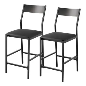 Modern Bar Stools Set of 2/4, 24 Inch Counter Height, PU Leather Barstools with Backrest & Footrest, 300 LB Capacity, Chair for Bar, Kitchen, Dining Room