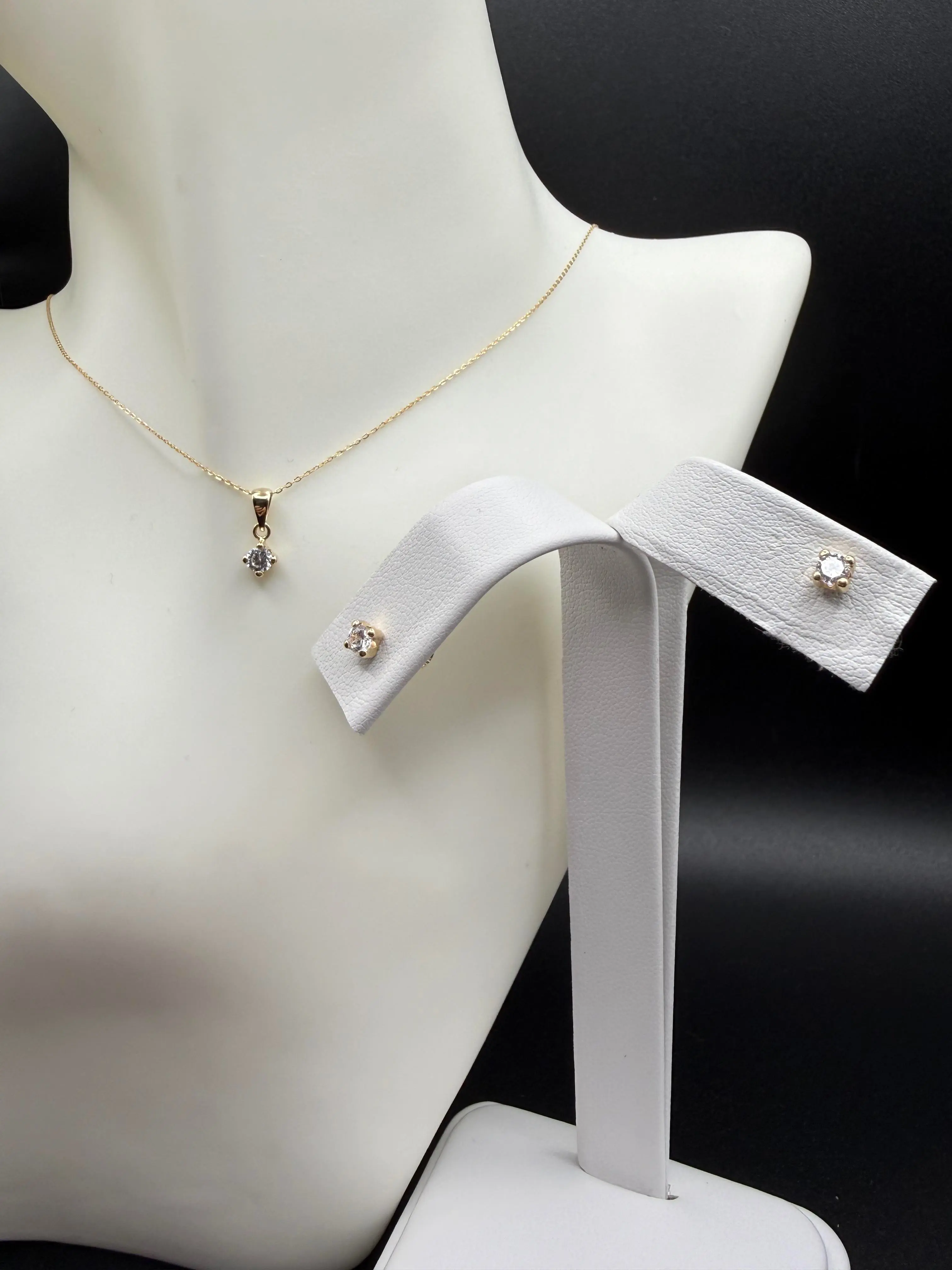 14k Gold Set - Elegant Necklace & Earrings with Sparkling CZ Stones for Women, Perfect for Any Occasion