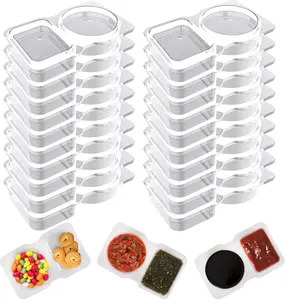 20 sets Reusable Snack Containers 2 Compartment Condiment Container With Lids 2025 best Snackle Box Container Portion Control for Refrigeration Sauce, viral Outdoor Takeaway,Travel