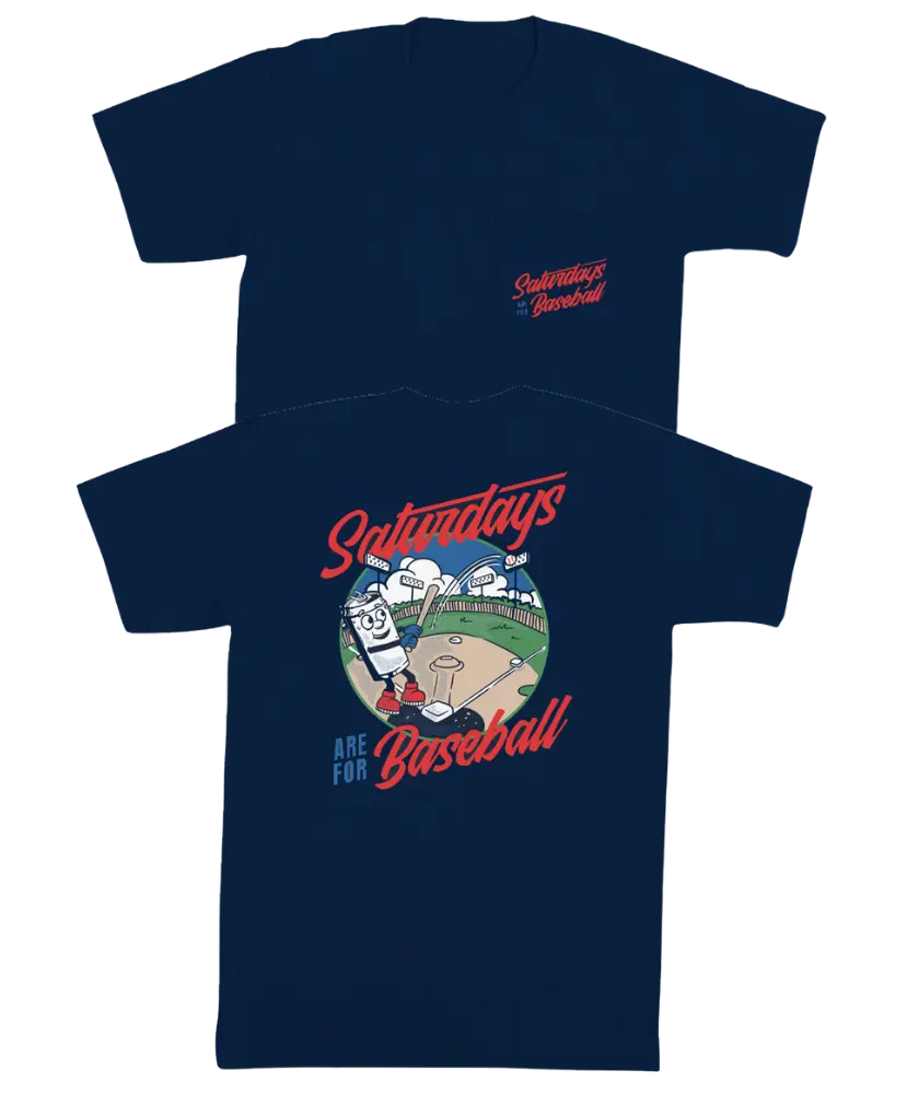 Men's Barstool Sports Casual Classic Graphic Seamless Menswear Pocket Tee - Saturdays Are For Baseball