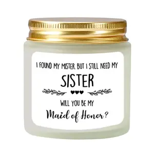 Scented Candle Bridesmaid Proposal Gifts - Lavender Soy Wax Candle - Maid of Honor Proposal Gift - Will You be My Maid of Honor Gifts for Friends Girls Women - Home Decor