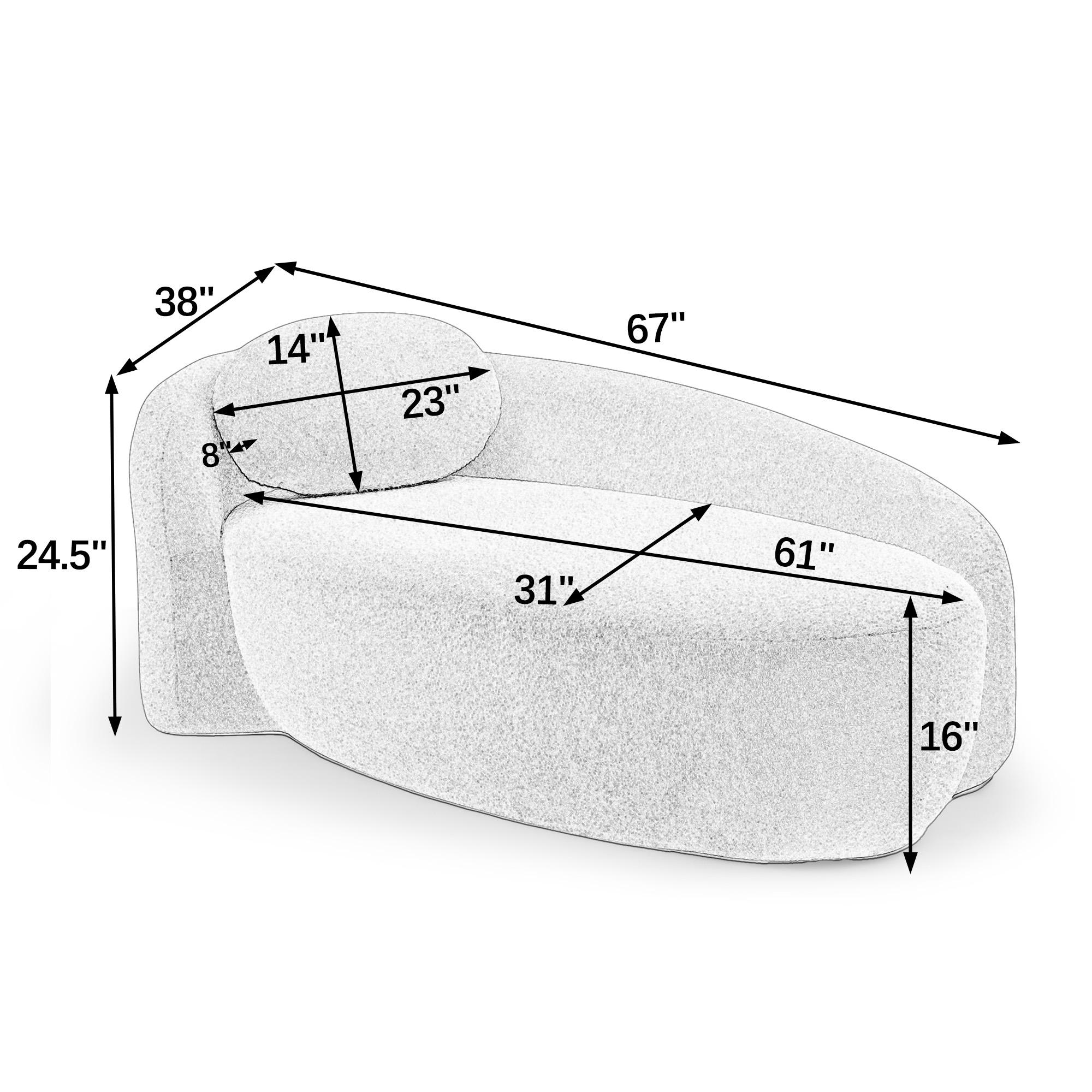 Modern Oval Lounge Chair with Integrated Backrest, Side Armrest & Pillow, Compact Single Lazy Sofa for Living Room, Bedroom, Apartment