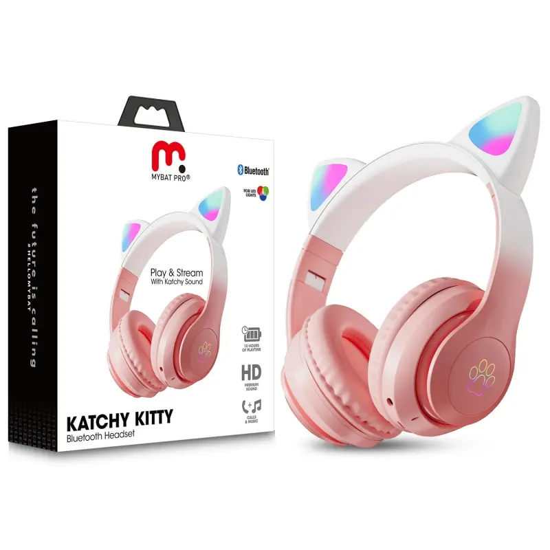 MyBat Pro Katchy Kitty Children's Wireless Bluetooth Headphones with Cute Cat Ear Playful Design, Audio & Video Compatibility, Earphones & Accessories