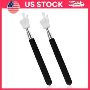 2PCS Telescopic Teacher Pointer Stick, Extendable Hand Finger Pointer with Retractable Stainless Steel Rod, Classroom Pointer for Teachers, Presentations, Kindergarten, Elementary School, Training & Lectures (Black) | school pointer, lecture pointer