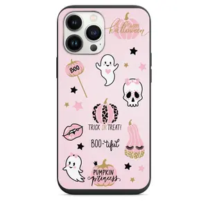 Cutest Pink Halloween Ghost and Pumpkin Design Phone Case for iPhone 7 8 X XS XR SE 11 12 13 14 Pro Max Mini Note 10 20 s10 s10s s20 s21 20 Plus Ultra
