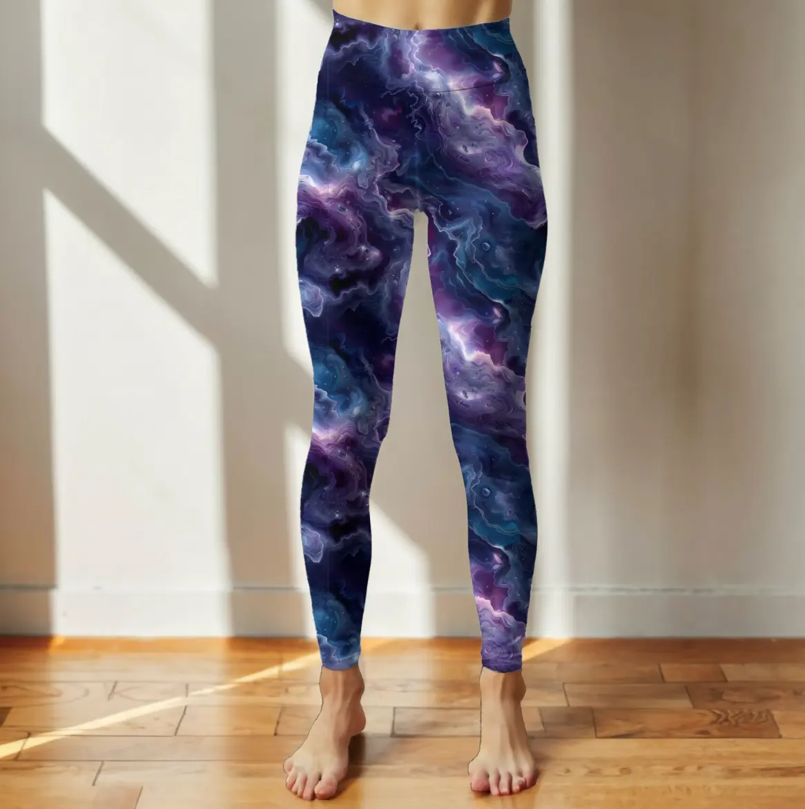 Starlit Swirl • Galaxy-Inspired Buttery-Soft Athleisure Leggings with Pockets for Women