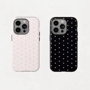 Pink Black-Pink Polka Dots iPhone Case for iPhone17 ProMax 16Promax Pro Plus 15 14 13 Premium Shockproof Protective Phone Case Gift for Girls