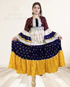 Afghan Traditional Dress – Burgundy, Ivory & Gold Multi-Tone | Sadat Boutique