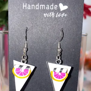 Citrus Cake Slice Earrings, Miniature Cake Earrings