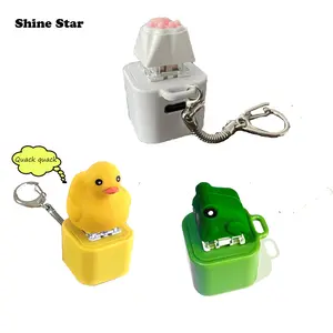 Cat Paw Button Keychain,Duck Button Keychain,Duck Quacking Keychain & Cat Meowing, Funny Quacking Duck Hat Keychain, USB Rechargeable Sensory Button Quacking Duck Toy Keychain,Cat Keychain,Frog Croaking Keychain - Realistic Sound Fidget Toy with Lights