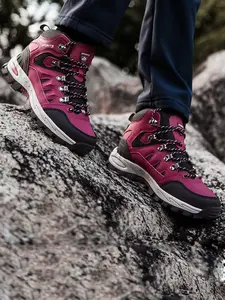 Women's Heavy-Duty Hiking Boots with Rugged TPR Sole & PU Upper - Round Toe Trekking, Work Boots -  Traction Tires for Outdoor,, All-Terrain Use