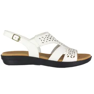 Easy Street Womens Bolt Cut Out Slingback Casual Sandals Casual Low Heel 1-2" - White