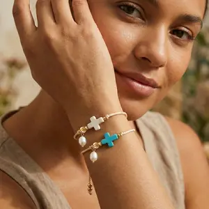 Blue Cross Charms Fashion Women Jewelry Chain Bohemia Lovely Jewelry Gift for Special Occasions