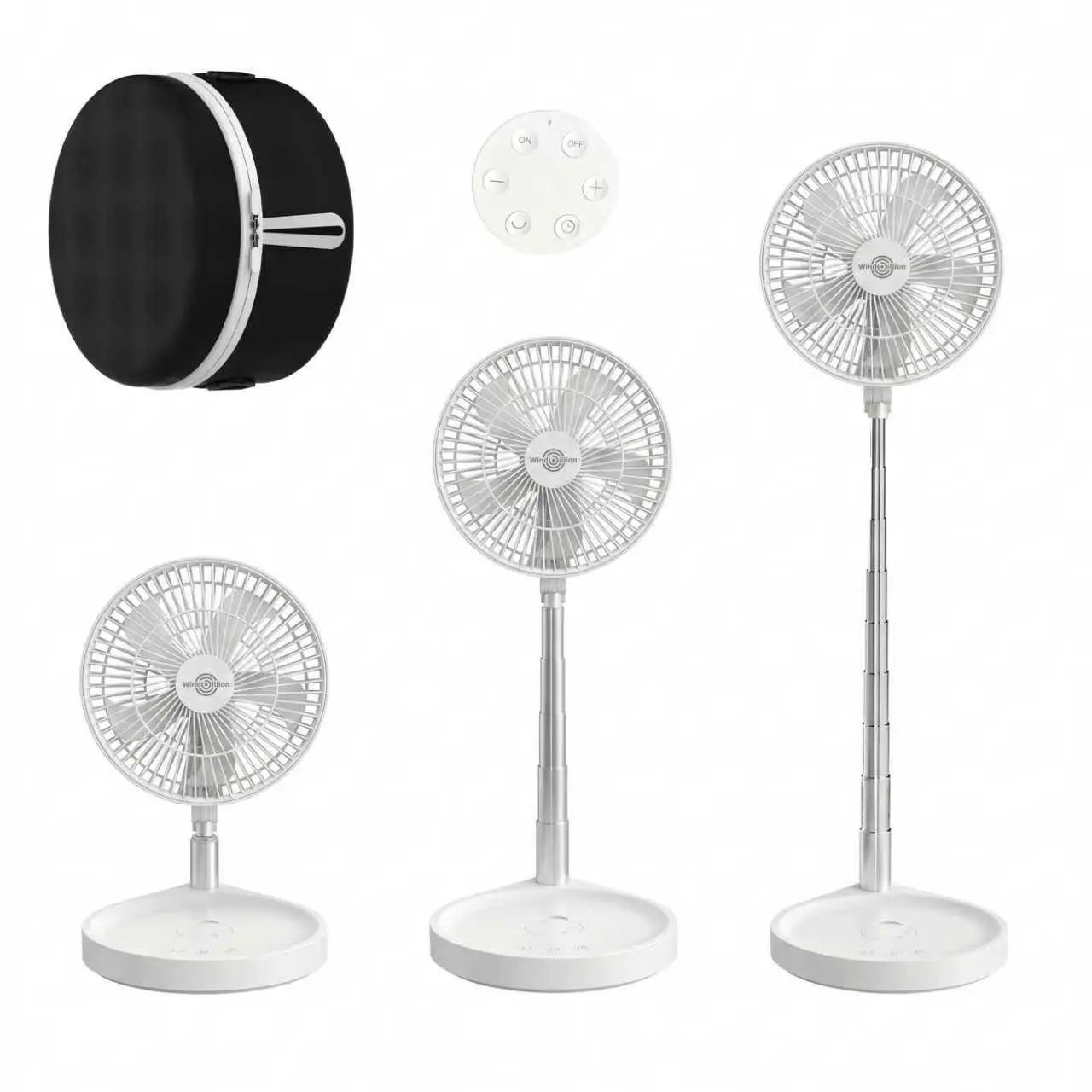 Portable Foldable Fan, 16000mAh Rechargeable 4-Speed Cordless Oscillating Telescopic Standing Fan with Remote Control, 1-8H Timer & USB Power Bank for Home, Office & Camping
