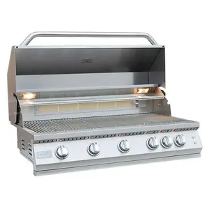 KoKoMo 40-in Stainless Steel Built-In Gas Barbecue Grill - 5 Burners, Back Burner, Built-In Igniters, Rust Resistant, Thermometer, Durable Construction, All Seasons, Any Occasion, Ideal for Culinary Enthusiasts
