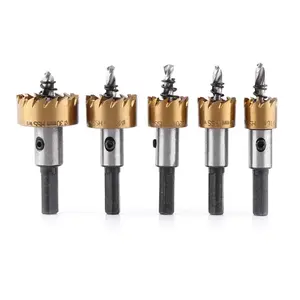 5pcs HSS High Speed Steel Hole Saw Tooth Cutter Drill Bit Set Stainless Metal Alloy Metalworking Cutter Tool Kits for Aluminum Steel Wood 16/18.5/20/25/30mm