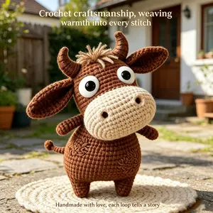 Cute Highland Cow Crochet Kit for Beginners, Animal Amigurumi Set, Handmade Crochet for Craft Lovers, DIY Crochet Kit for Adults, Creative Gift