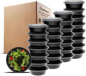 Freshware Meal Prep Bowl Containers [30 Pack] Plastic Bowls with Lids for Soup and Salad, Food Storage Bento Box, BPA Free, Stackable, Lunch Boxes, Microwave/Dishwasher/Freezer Safe (28 oz)
