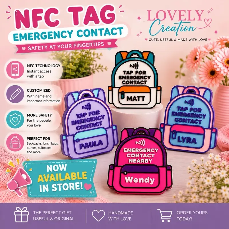 Personalized NFC Emergency Contact Tag for Backpack