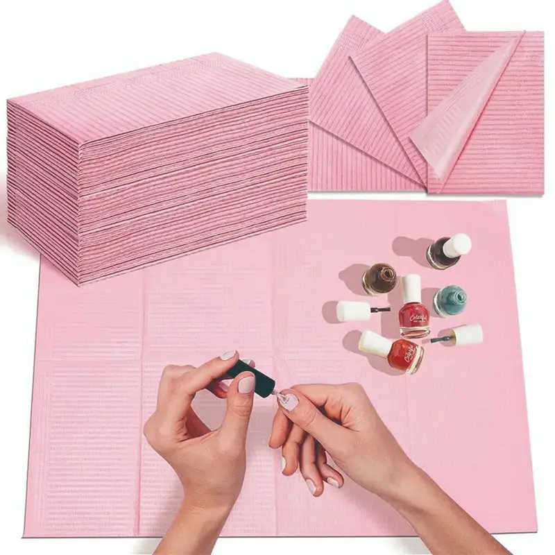 50 Pieces Disposable Apron Bed Sheet Cloth, Tablecloth Cleaning Pad, Manicure Desk Mat, One-Use Cleaning Pad, Manicure Tool, Thin Paper, Salon Home Manicure Nail Art, Protective Surface, Manicure Mats, Nail Care, Versatile, Nail Tech Supplies