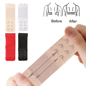 4 Pack Elastic Bra Extender Set for Women Comfortable 2 Hooks & 3 Rows Soft Band Lengthened Strap