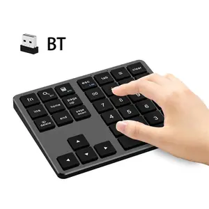 Bluetooth Number Pad, Rechargeable Wireless Numeric Keypad, Three Mode, Slim & Silent Design, Multifunctional Keyboard, 35-Keys External Numpad USB Keyboard for MacBook, iPad, iPhone, iOS, Laptop, Windows, Android, PC