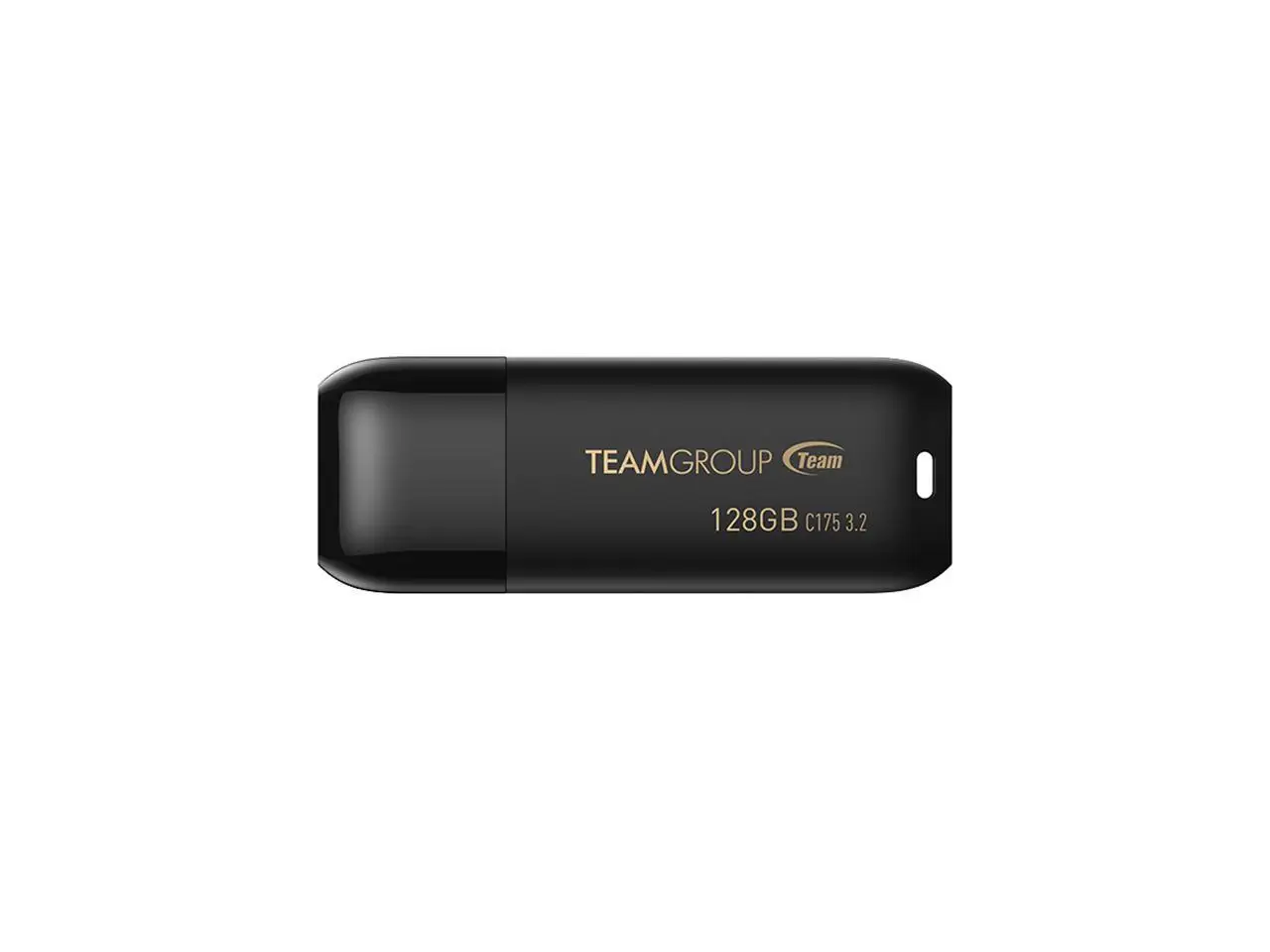 TEAMGROUP C175 128GB USB 3.2 Gen 1 Flash Drive Rounded Streamlined Unibody Design Black Pearl Seamless Construction Matte and Glossy Finish, Speed Up