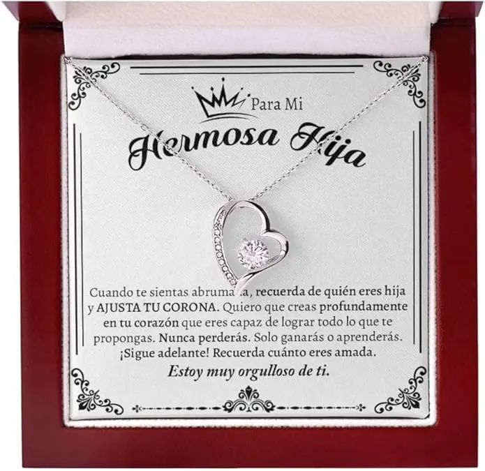 Love Knot Daughter Necklace from Mom & Dad, Gold Plated Cubic Zirconia Pendant, Casual Anniversary Gift for Her with Adjustable 18-22 Inch Chain
