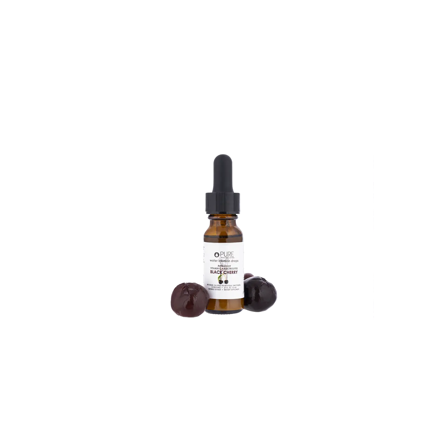 Pure Inventions Premium Black Cherry Premium Water Infusion Drops – Electrolytes + Vitamin C – Deluxe Travel Size – 12 Servings