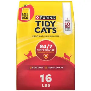 Purina Tidy Cats Clumping Cat Litter Odor Control, 24/7 Performance Multi Cat Litter - 16 lb. Bag
